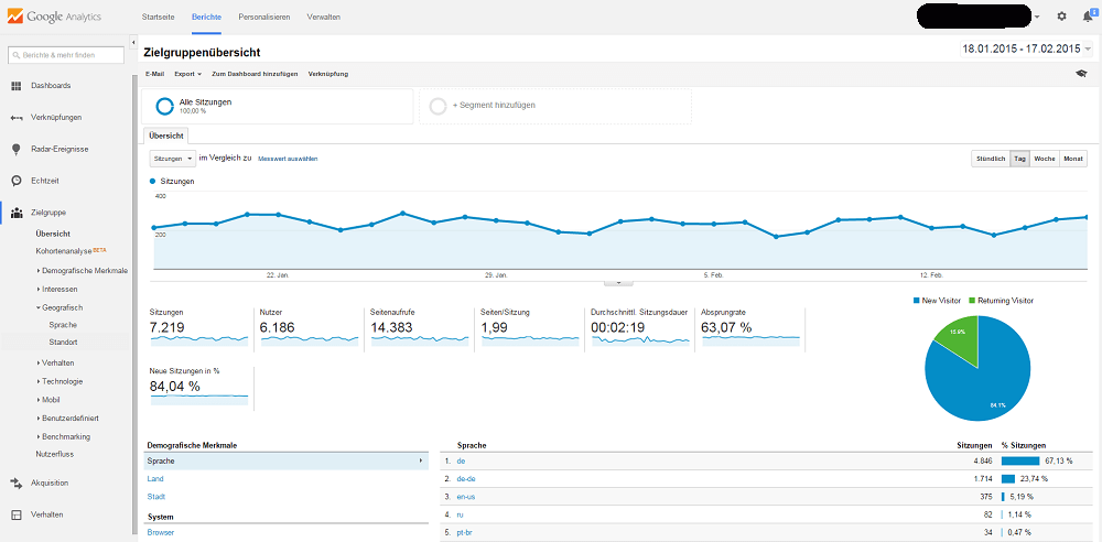 Google Analytics Auswertung