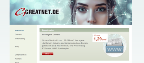 Greatnet Screenshot der Startseite