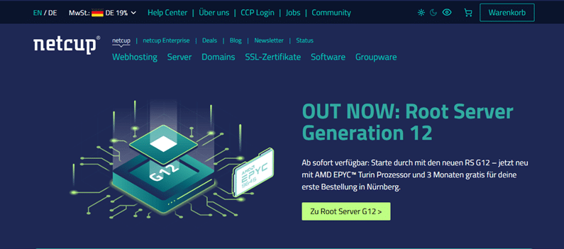 netcup Screenshot der Homepage