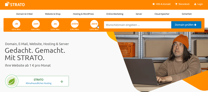 STRATO Screenshot der Homepage